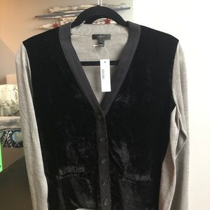 J Crew Women Velvet Front Harlow Cardigan